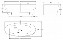 Акриловая ванна BelBagno BB83-1500-W0 150х78 , изображение 4