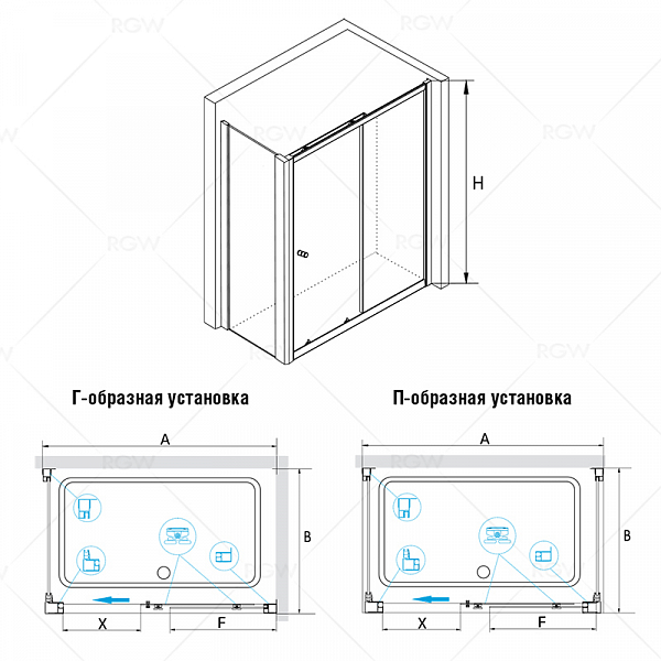 Душевой уголок RGW Classic CL-45 (CL-12 + Z-050-1) 100х70 , изображение 2