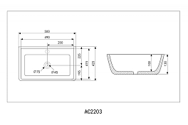 Раковина Abber Rechteck AC2203MB 50 см , изображение 5