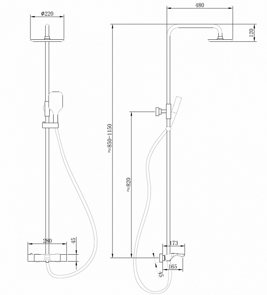 Душевая стойка Abber Thermostat AF8516 хром , изображение 3