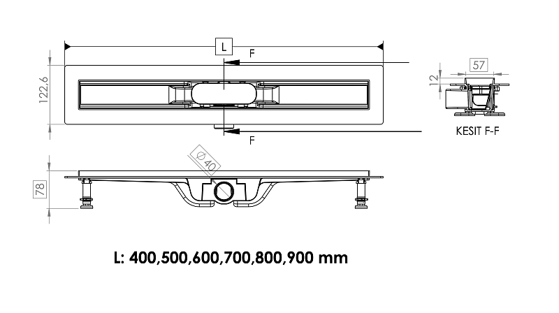 Душевой лоток Timo Smart Plus Strip SMP-SG60-LS40(DRY) с решеткой 60 см, изображение 2