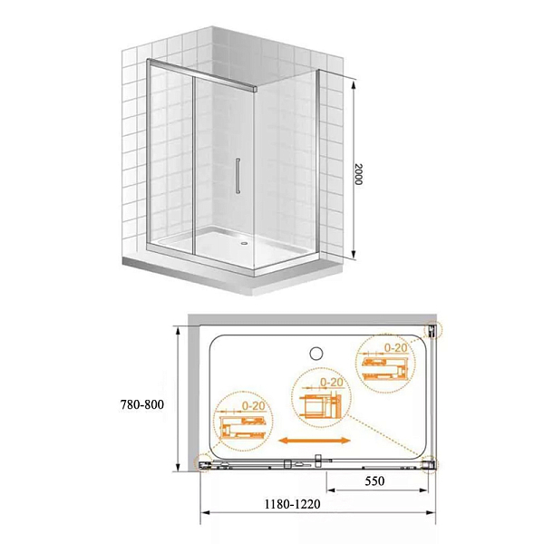 Душевой уголок Azario Alton AZNAC1131L1200 , изображение 3