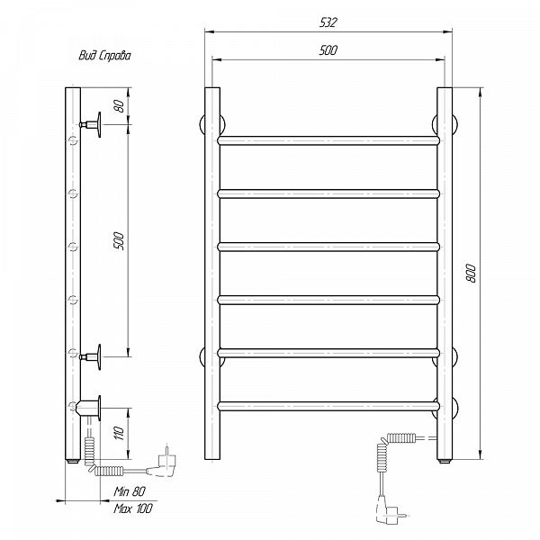 Полотенцесушитель электрический Domoterm Классик 50х80 R , изображение 4