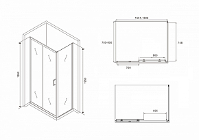 Фото Душевой уголок Abber Schwarzer Diamant AG30160B-S80B 160x80