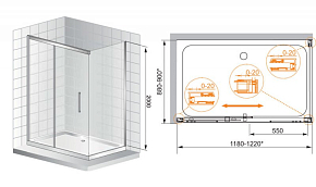 Фото Душевой уголок Cezares Premier-Soft W-AH-1-120/90-C-Cr-IV