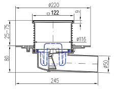 Изображение Душевой трап Azario D50 Нептун AZ-425 X L 12.2х12.2 см, горизонтальный слив Душевой трап Azario D50 Нептун AZ-425 X L 12.2х12.2 см, горизонтальный слив , изображение 2