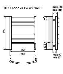 Фото Полотенцесушитель электрический Terminus Классик П8 50х80 белый