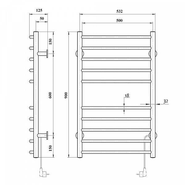 Полотенцесушитель электрический Domoterm Аврора 50x85 R , изображение 3