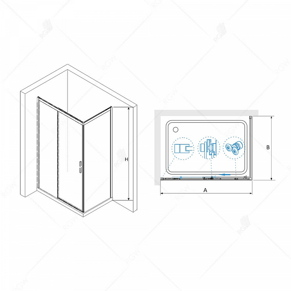 Душевой уголок RGW Leipzig LE-41B (LE-12B + Z-050-2B) 100х90 , изображение 5