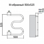 Полотенцесушитель электрический Terminus Электро М-образный 50х50 , изображение 3