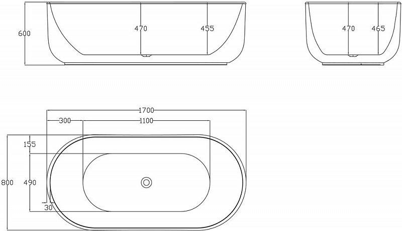 Акриловая ванна BelBagno BB401-1700-800 170х80 , изображение 5