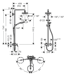 Фото Душевая стойка Hansgrohe Croma Select E 27258400