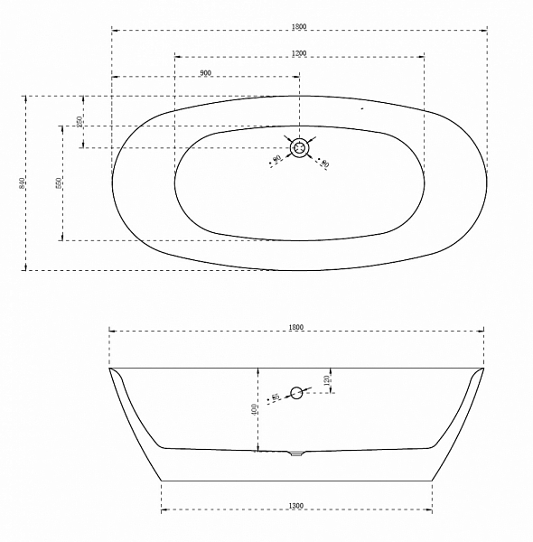 Акриловая ванна Abber AB9205 180х84 , изображение 4