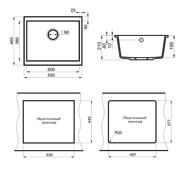 Мойка кухонная Point Сидли 55 PN3007AL серая , изображение 4