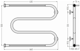 Изображение Полотенцесушитель водяной Сунержа М-образный 2 полки 50х65 белый матовый Полотенцесушитель водяной Сунержа М-образный 2 полки 50х65 белый матовый , изображение 5