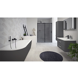 Фото Акриловая ванна Cezares Slim CORNER-180-80-60-R-NERO-SET 180х80