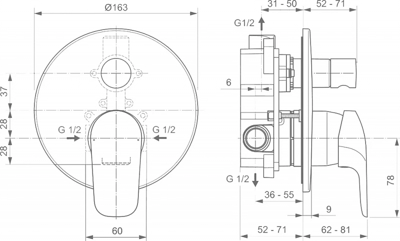 Душевой комплект Ideal Standard Ceraflex BC447AA с внутренней частью , изображение 9