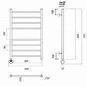 Полотенцесушитель электрический Domoterm Медея 50х80 L хром , изображение 4