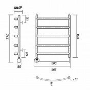 Полотенцесушитель электрический Domoterm Калипсо 50x70 L хром , изображение 3