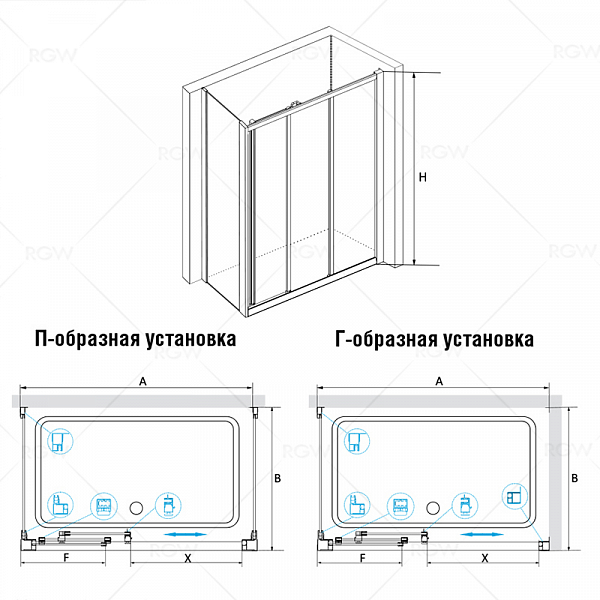 Душевой уголок RGW Classic CL-40 (CL-11 + Z-050-1) 140x80 , изображение 2