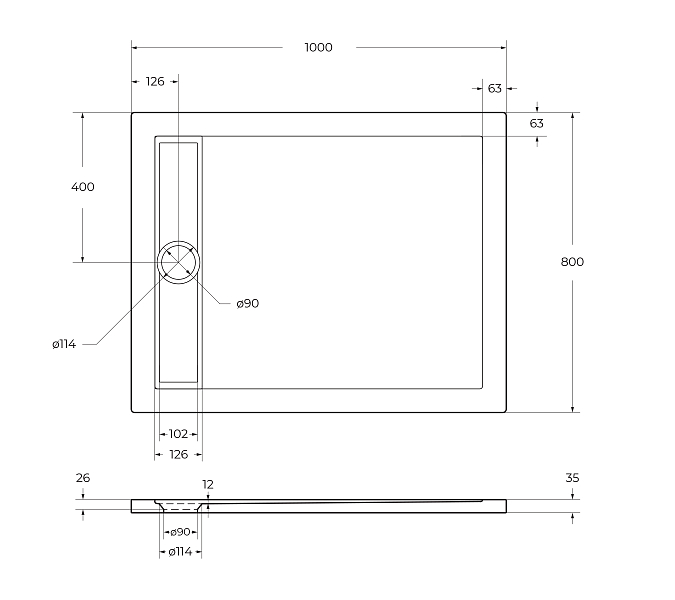 Поддон для душа BelBagno Due TRAY-BB-DUE-AH-100/80-4-W0 100x80 , изображение 6