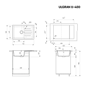 Мойка кухонная Ulgran U-400-344 ультра-черный , изображение 3