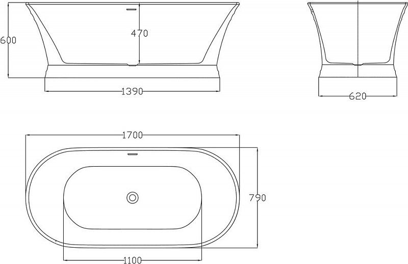 Акриловая ванна BelBagno BB402-1700-790 170х80 , изображение 4