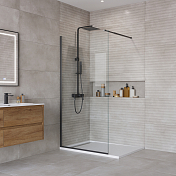 Душевая перегородка BelBagno Kraft L-1-100-C-NERO , изображение 1