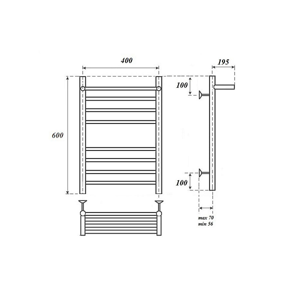 Полотенцесушитель электрический Point Аврора П7 60х40 хром , изображение 4