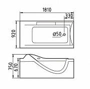 Акриловая ванна Gemy G9055 O R 180х90 , изображение 3