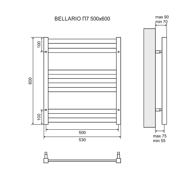 Полотенцесушитель электрический Lemark Bellario П7 50x60, хром , изображение 4
