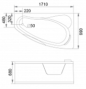 Акриловая ванна Gemy G9046 II K R 170х100 , изображение 4