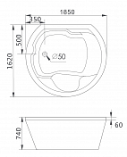 Акриловая ванна Gemy G9053 O 185х162 , изображение 5