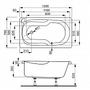 Акриловая ванна Vagnerplast Nike 120х70 , изображение 7
