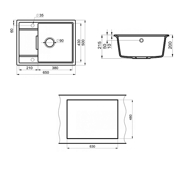 Мойка кухонная Point Стил 65 PN3009AL серая , изображение 3