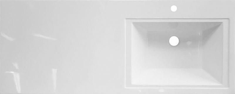 Тумба с раковиной Эстет Dallas Luxe 130 R белая подвесная 1 длинный ящик , изображение 8