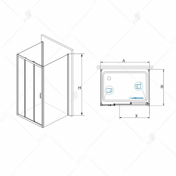 Душевой уголок RGW Passage PA-73 (PA-13 + Z-050-2) 180х80 , изображение 3