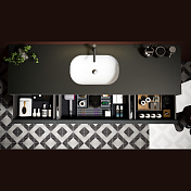 Тумба с раковиной Black&White Universe U950.1600 160 мокрый асфальт , изображение 8