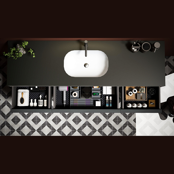 Тумба с раковиной Black&White Universe U950.1600 160 мокрый асфальт , изображение 8