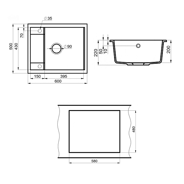 Мойка кухонная Point Римо 60 PN3010AL серая , изображение 3