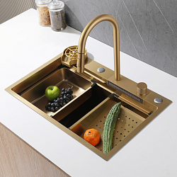 Фото Мойка кухонная Abber Wasser Kreis AF2194G золото матовое