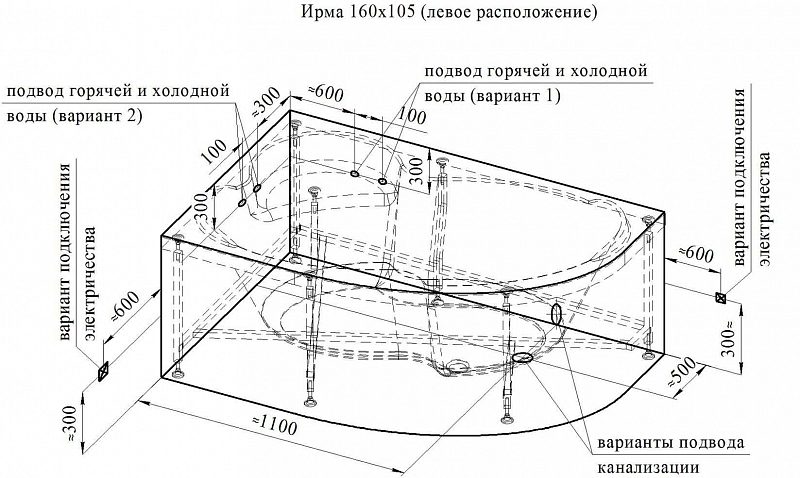 Акриловая ванна Radomir Vannesa Ирма 2-01-0-2-1-229 160x105 R , изображение 6