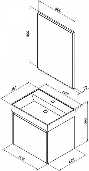 Мебель для ванной Aquanet Nova Lite 60 дуб рустикальный 1 ящик , изображение 12