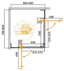 Фото Душевой уголок Cezares Slider SLIDER-AH-2-70/80-80/90-GRIGIO-GM