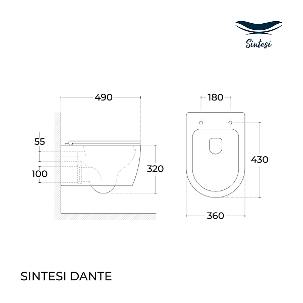 Унитаз подвесной Sintesi Dante SIN-TS-DNT-191 , изображение 5