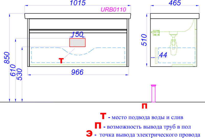 Тумба с раковиной Aqwella Urban 100 дуб давос , изображение 7