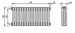 Радиатор Zehnder Charleston Retrofit 3057 - 16 секц. белый , изображение 2