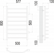 Полотенцесушитель водяной Terminus Виктория П8 50х80 с боковым отводом , изображение 3