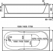 Акриловая ванна Bas Ибица стандарт ВС 00003 150х70 , изображение 4