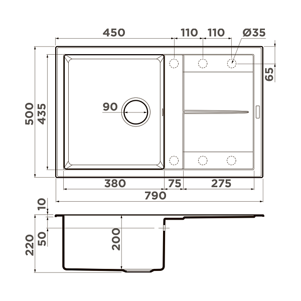 Мойка кухонная Omoikiri Sumi 79A-GB графит , изображение 5